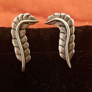 Pat Areias - sterling leaf post earrings